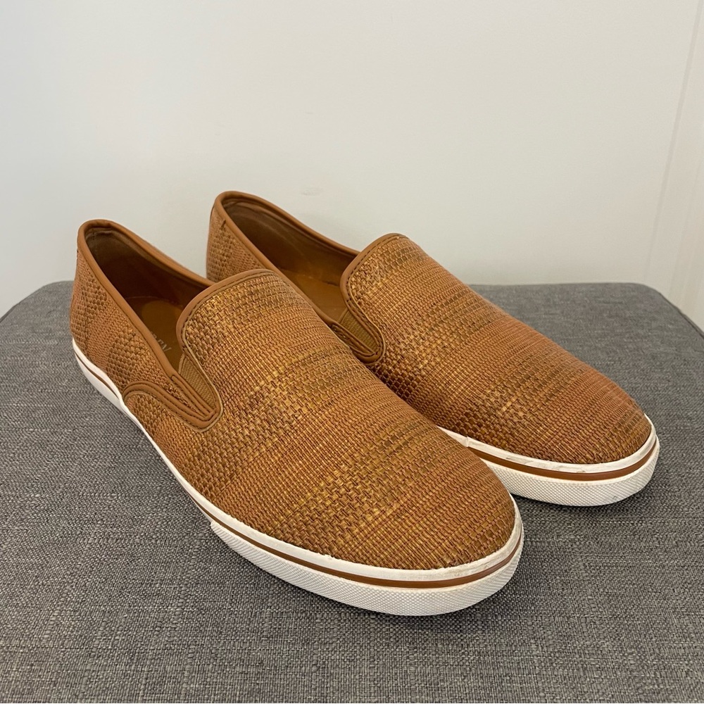 RALPH LAUREN Janis Woven Slip On Loafer Flat Sneakers - Tan Size 10 - Picture 4 of 13